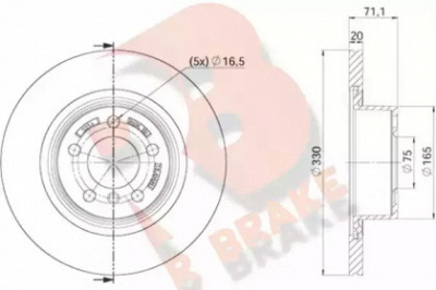 R BRAKE 78rbd22216 -  Тормозной диск